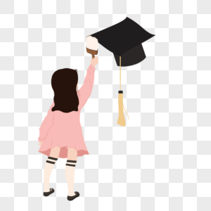 涂画毕业帽子的少女图片