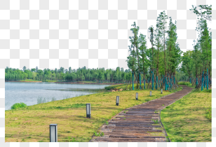 湖边适合散步的小路图片