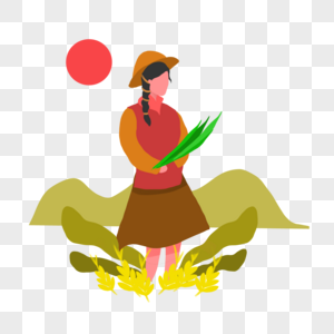 抱小麦元素素材