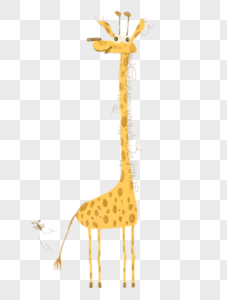 可爱动物长颈鹿手绘ins网红风格儿童插画图片