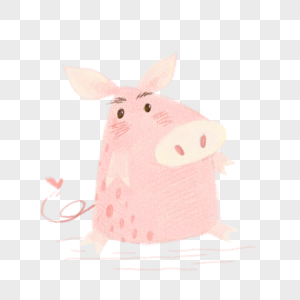 可爱动物小猪十二生肖手绘ins网红风格儿童插画图片
