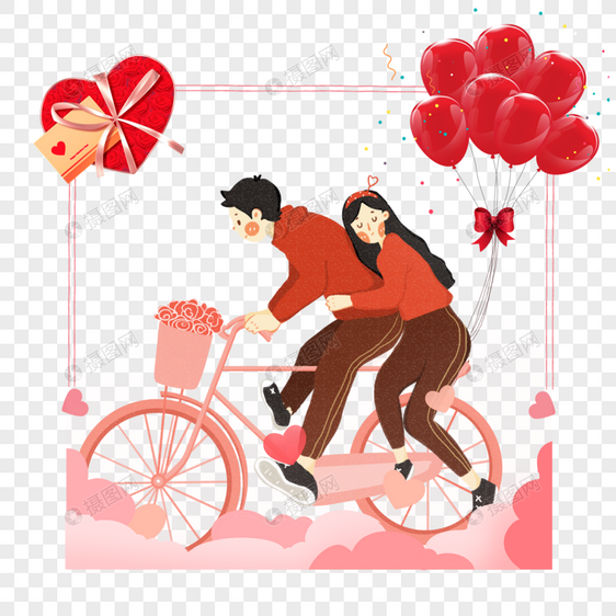 自行车恋人边框图片