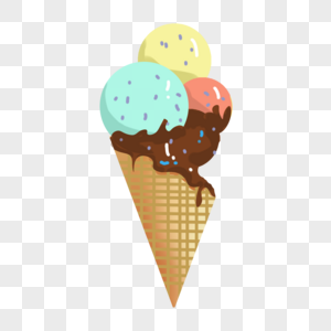 冰淇淋甜筒彩色冰淇淋球高清图片