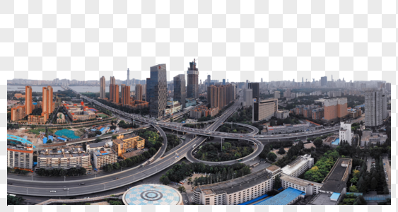 俯瞰武汉城市风光立交桥全景长片图片