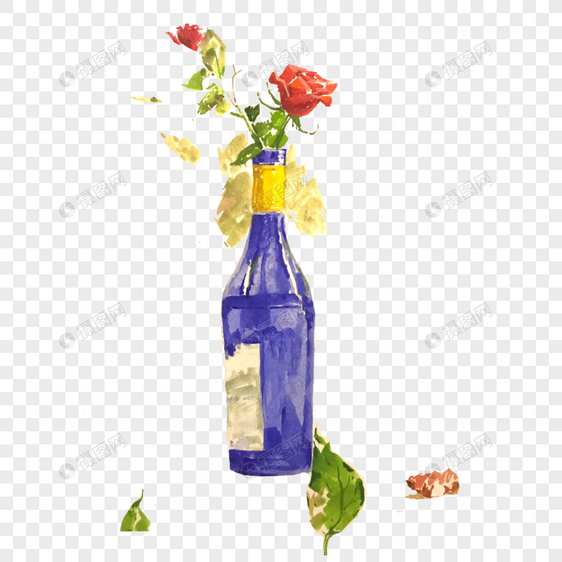 酒瓶与玫瑰花图片