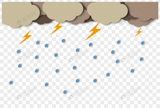 剪纸风格的雷雨天气图片