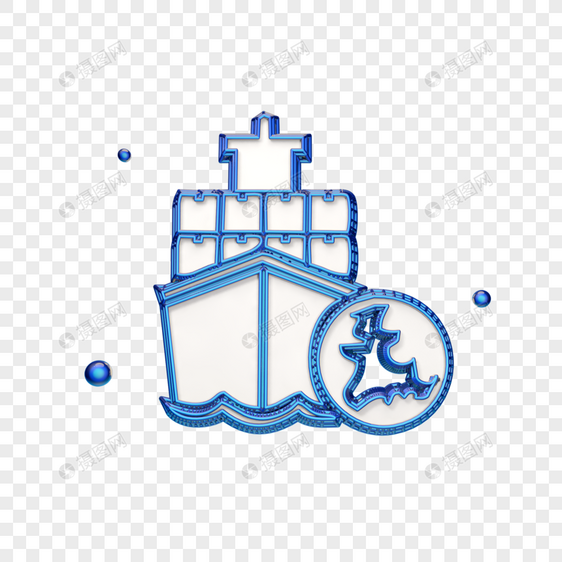 创意蓝色海运图标图片