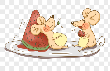 夏日老鼠与西瓜png图片