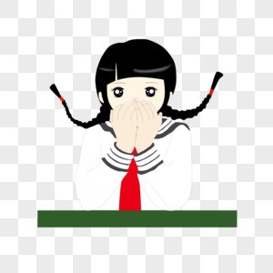 捂嘴巴的小女孩图片素材