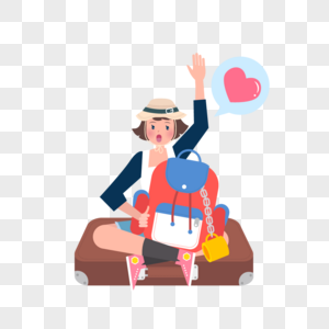 可爱女孩背包客矢量人物素材素材