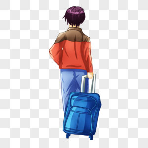 拖着行李离开的背影图片素材