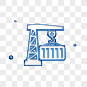 蓝色立体塔吊机图标图片