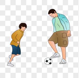 父亲和孩子踢足球图片
