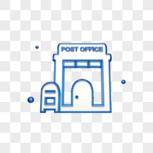 蓝色立体邮局图标图片
