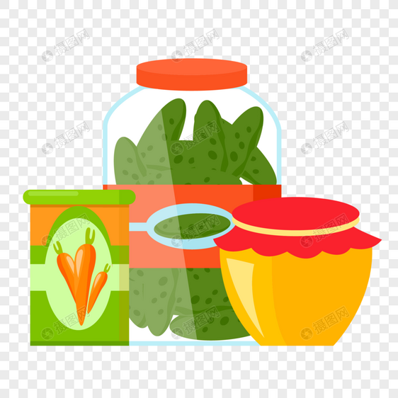 酸黄瓜和罐头图片
