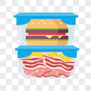 保鲜盒中的汉堡和肉类图片