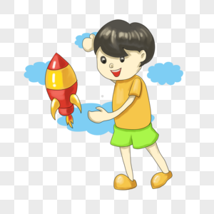 玩火箭玩具的男孩图片
