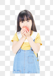 小女孩吃苹果高清图片