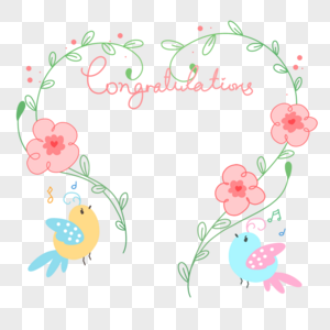 可爱小鸟花卉边框图片