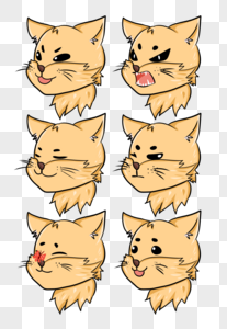 卡通黄色小猫表情包插图图片