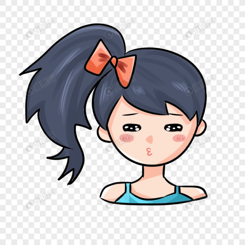 卡通长发女孩感动插图