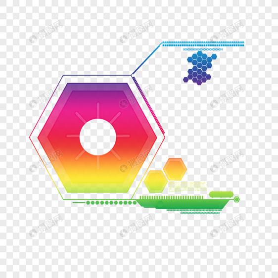 创意渐变色六边形插图图片