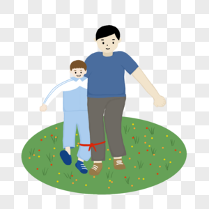 父亲和儿子玩两人三足游戏高清图片