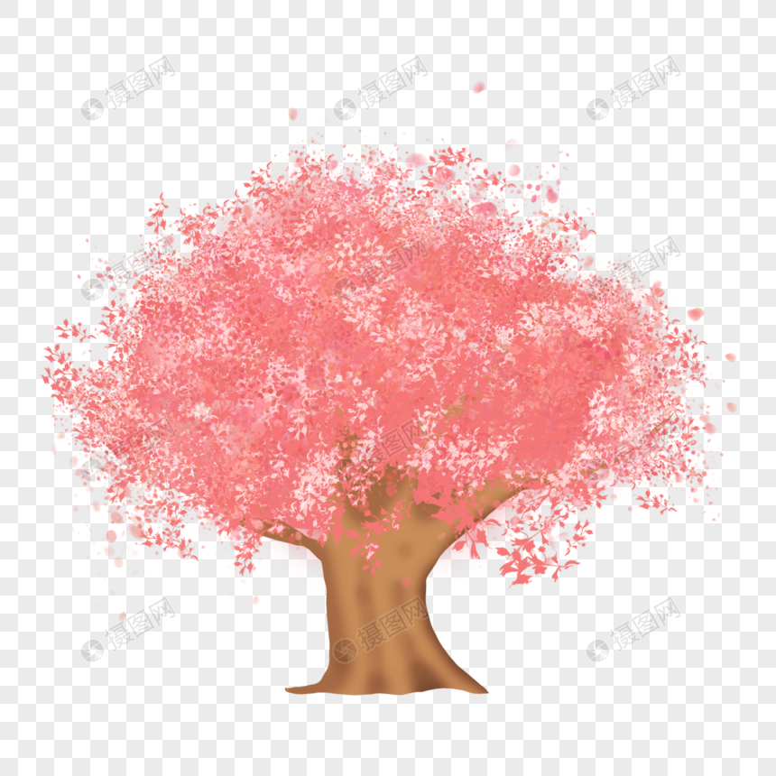 卡通粉色树木插图图片