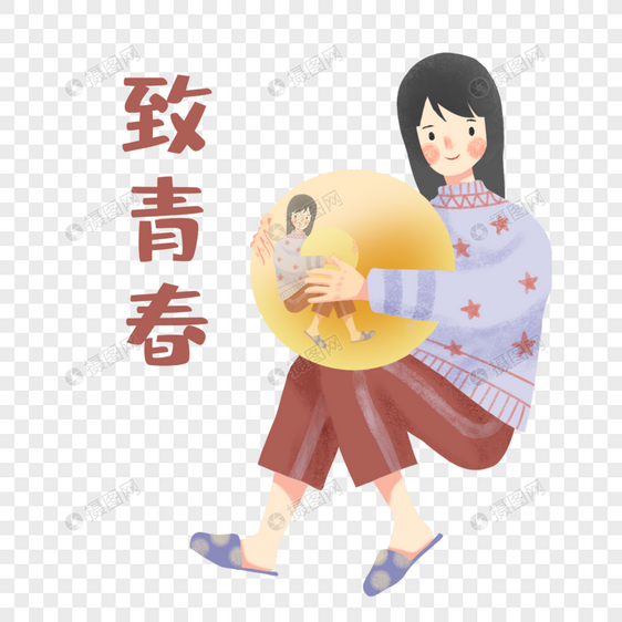 卡通女孩创意插图图片