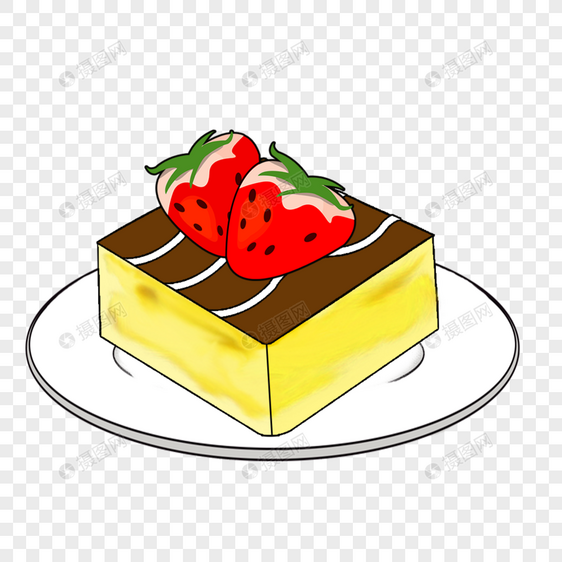 卡通手绘草莓蛋糕图片