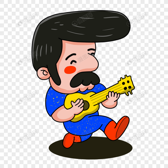 卡通时尚男人弹吉他插图图片