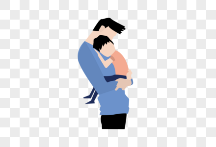 AI矢量图扁平化人物父子父爱如山抱孩子的父亲高清图片