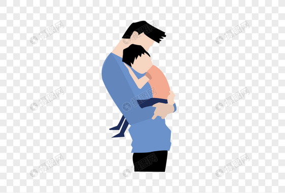 AI矢量图扁平化人物父子父爱如山抱孩子的父亲图片