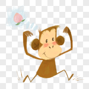 ins网红风格手绘动物可爱猴子儿童插画图片