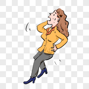 女生惊讶向后退表情漫画图片素材