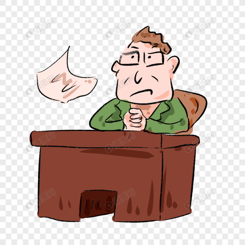 中年老板生气表情漫画元素素材下载 正版素材 摄图网