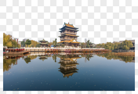 芙蓉古城冬季台儿庄古城风光素材