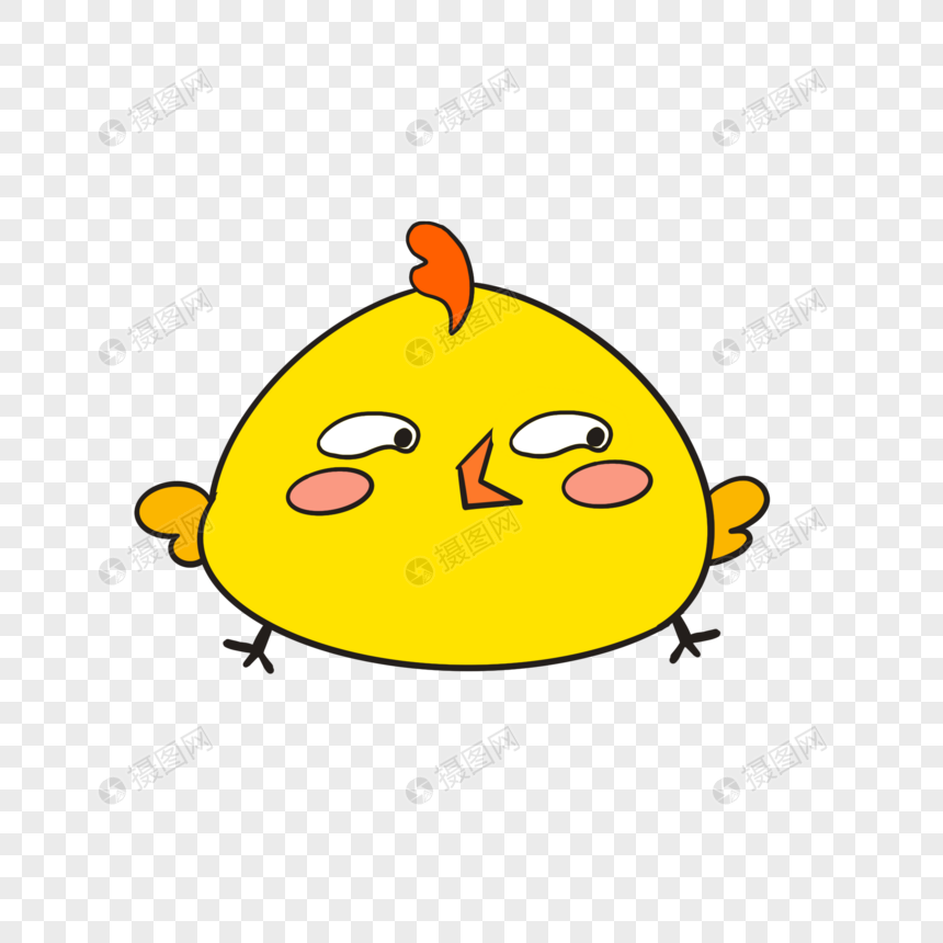 卡通黄色小鸡斜视插图