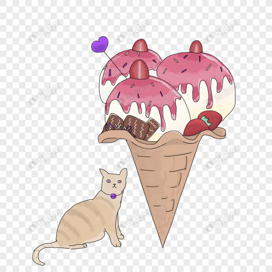 猫和冰淇凌图片