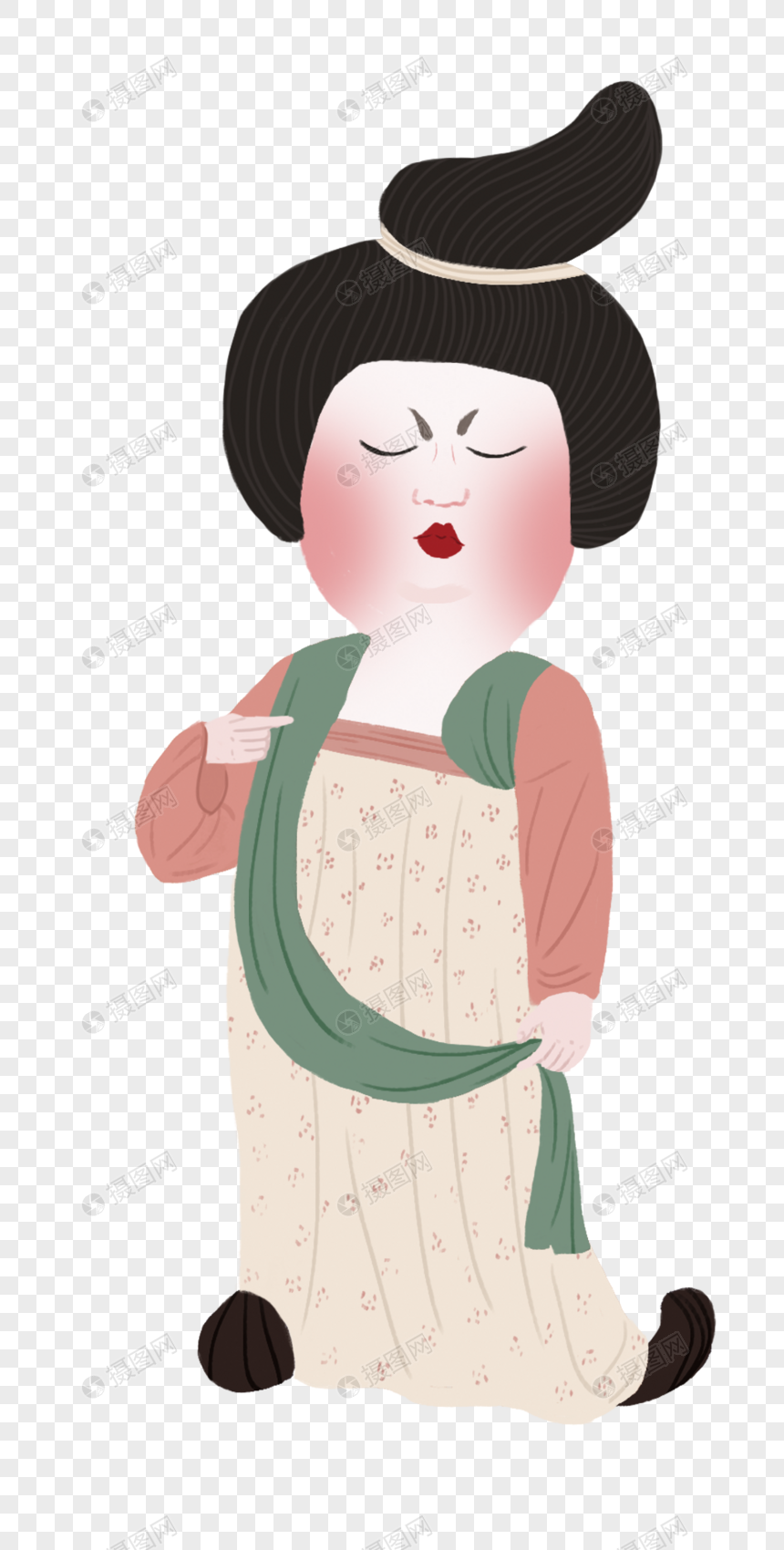 仕女俑插画可爱