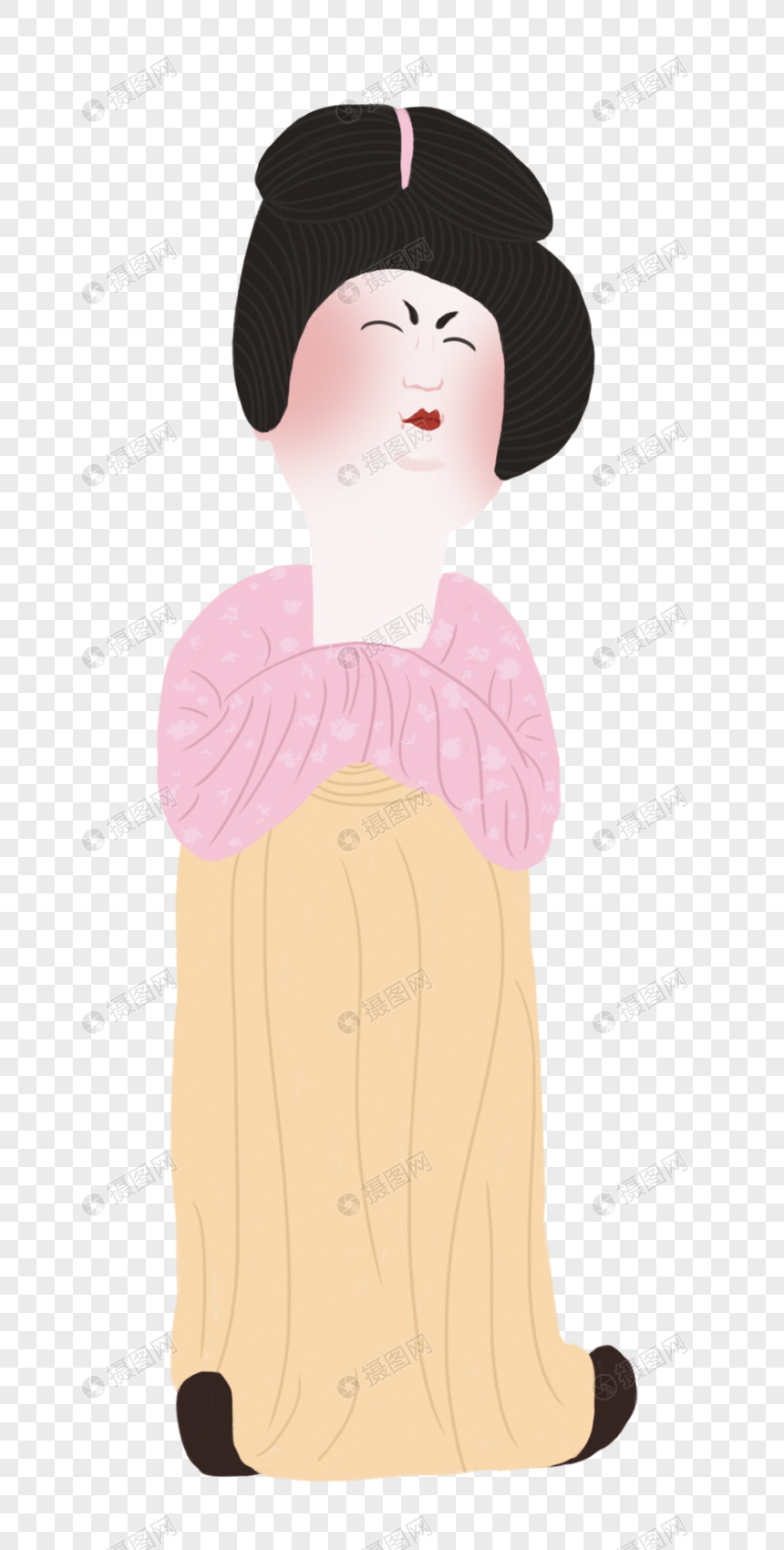 仕女俑手绘可爱
