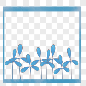 创意简约美观蓝色植物边框图片