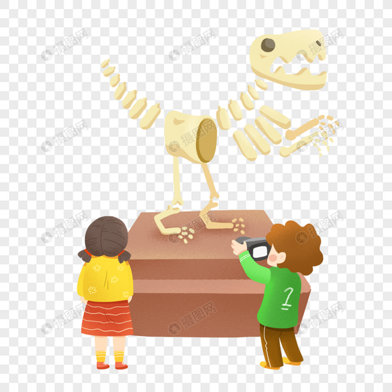 世界博物馆日儿童参观恐龙化石博物馆图片