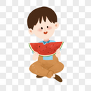 吃西瓜的小朋友图片