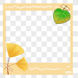 创意简约美观植物树叶淡黄色边框图片