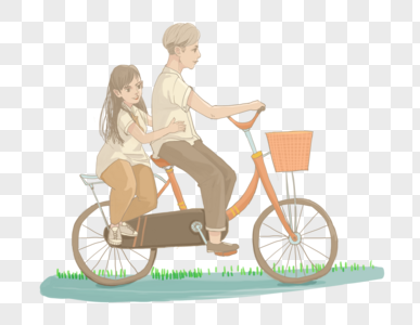 骑自行车的情侣图片