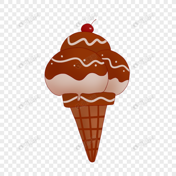 卡通手绘美味樱桃巧克力冰淇凌图片