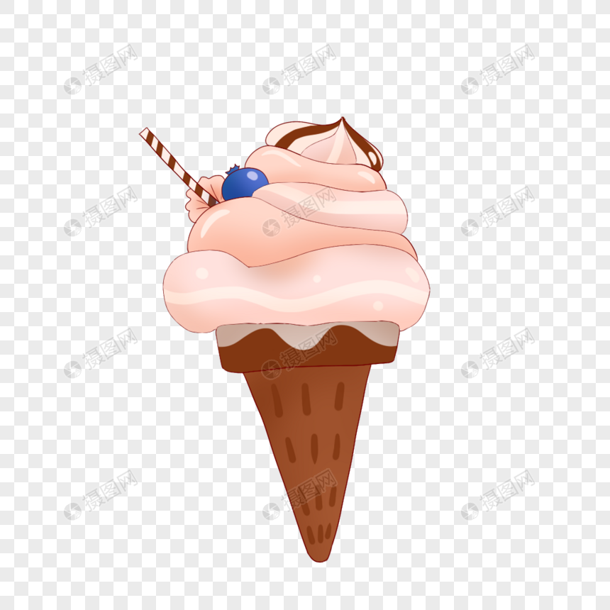 卡通手绘美味蓝莓冰淇凌图片