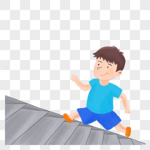 跑楼梯的男孩图片