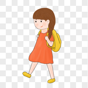 背着书包上学去的女孩高清图片
